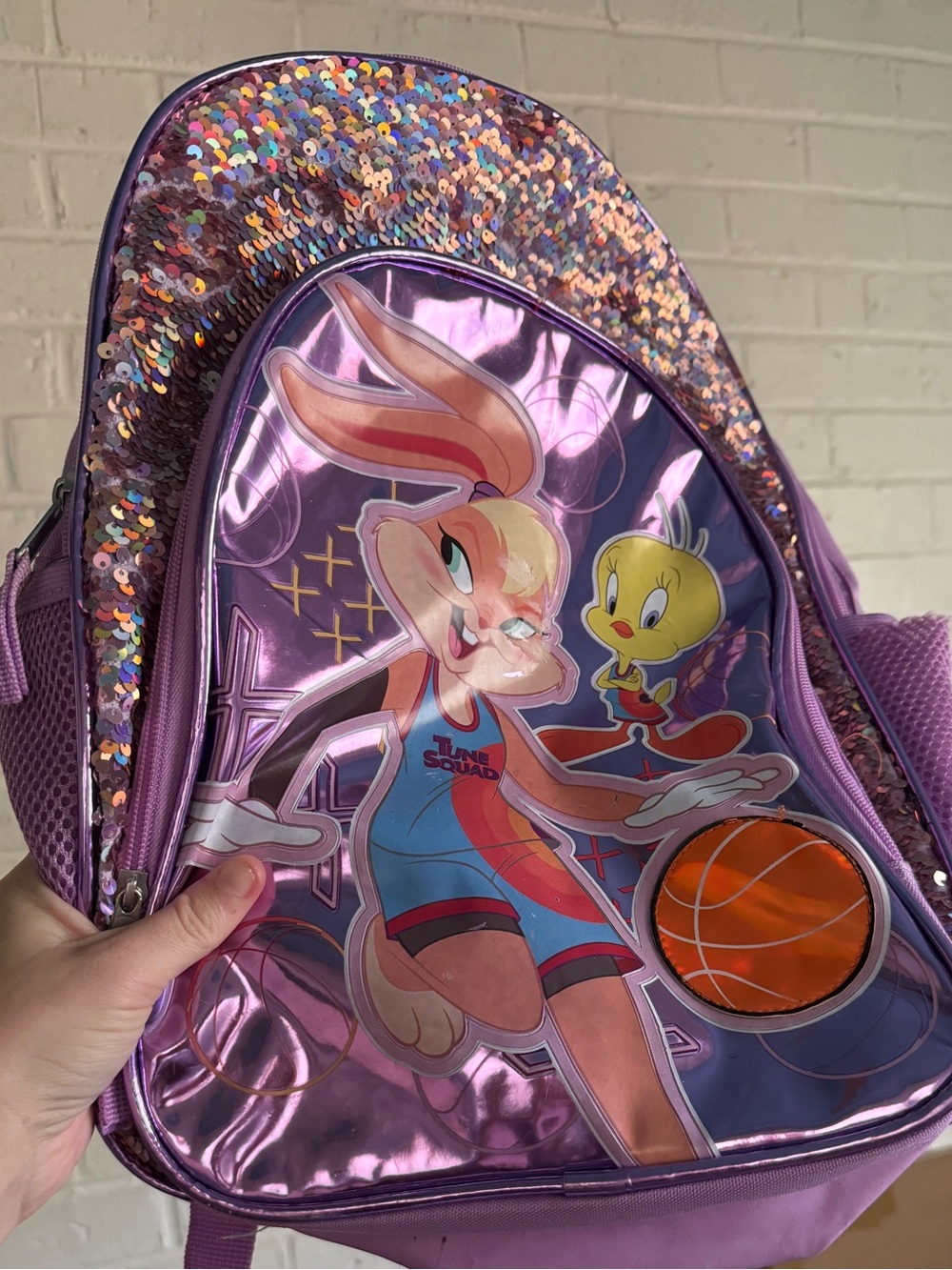 Space Jam Purple Looney Tunes Sequin Backpack - Lola Bunny & Tweety